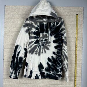 Ivory Ella Tie-Dye Pullover Hoodie M Black & White 100% Cotton Elephant Logo